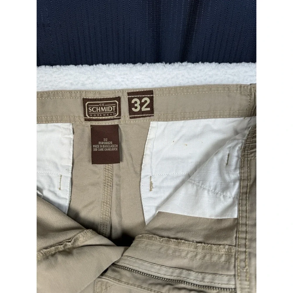 NEW - C.E. Schmidt Cargo Shorts Khaki- Men's 32 - Embroidered Birds Flowers
